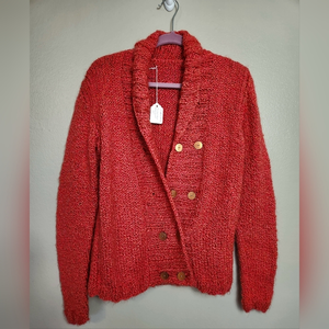 Crimson Double Breast‎ Hand Knitted Cardigan